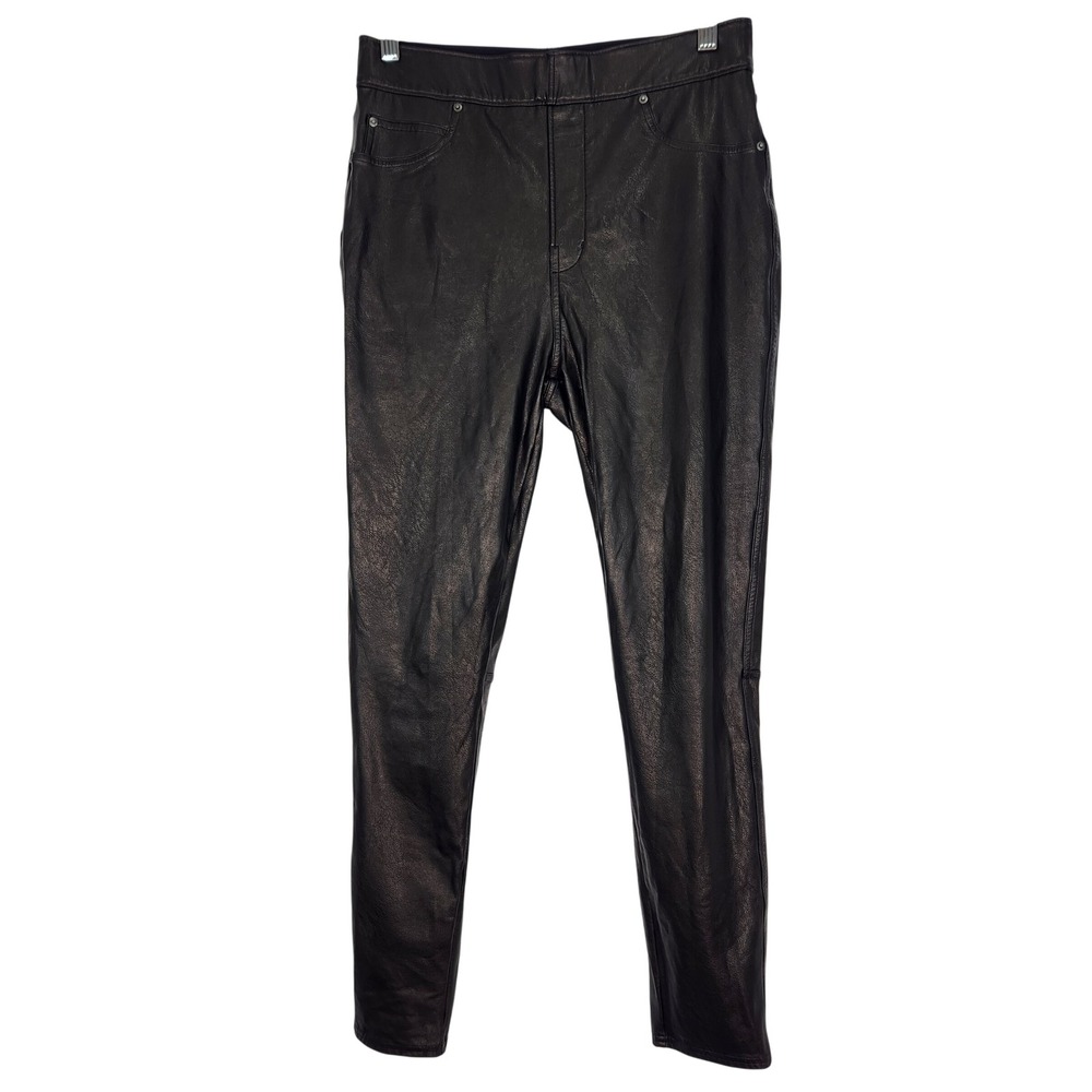 SPANX Leather-Like Ankle‎ Skinny Pants Black Noir M Slimming Stretch 20282R